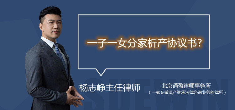 一子一女分家析產(chǎn)協(xié)議書？